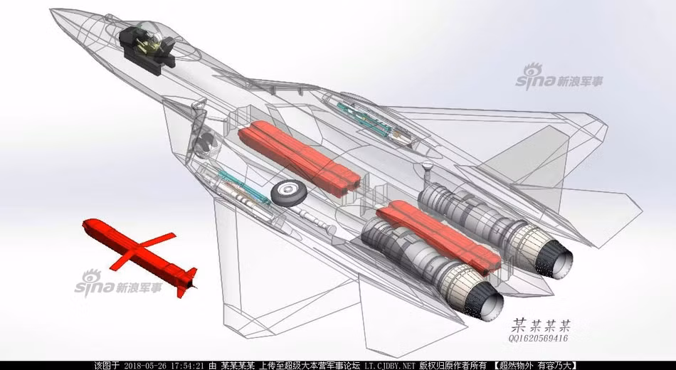 Các loại vũ khí mà Su-57 mang theo được cũng cực kỳ phong phú, cho phép nó thực hiện được nhiều kiểu nhiệm vụ khác nhau - đúng với tính chất của một chiến đấu cơ đa năng mà Nga đã hướng tới ngay từ đầu. Nguồn ảnh: Sina.