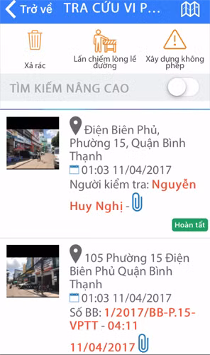Ngay lập tức người dân đã dùng ứng dụng “Bình Thạnh trực tuyến” trên ĐTDĐ thông minh để thực hiện quyền được giám sát của mình.