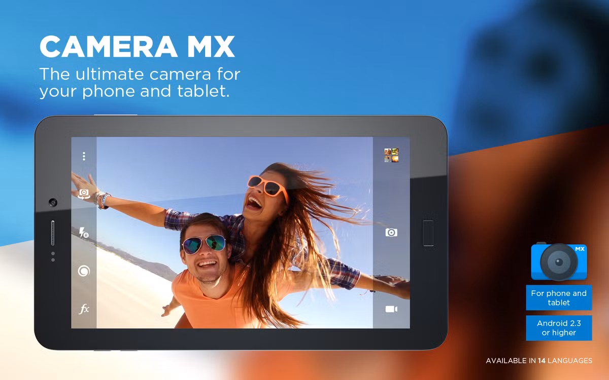 Camera MX là một trong những ứng dụng xuất hiện từ rất sớm với đầy đủ tính năng cần thiết như chụp toàn cảnh, hỗ trợ tỉ lệ 16: 9, độ sáng, độ xoay...Ảnh: Google Play.
