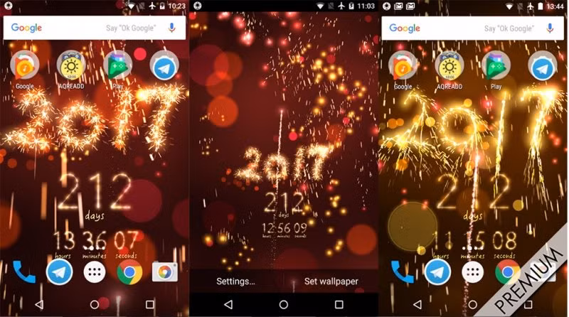 Điểm nhấn tạo nên ấn tượng của New Year Countdown nằm ở tính năng đếm ngược thời gian đến đêm giao thừa. New Year Countdown sẽ cho bạn những bất ngờ thú vị khi đếm từng giờ, từng phút, từng giây tới đêm giao thừa. Ảnh: Tinhte.