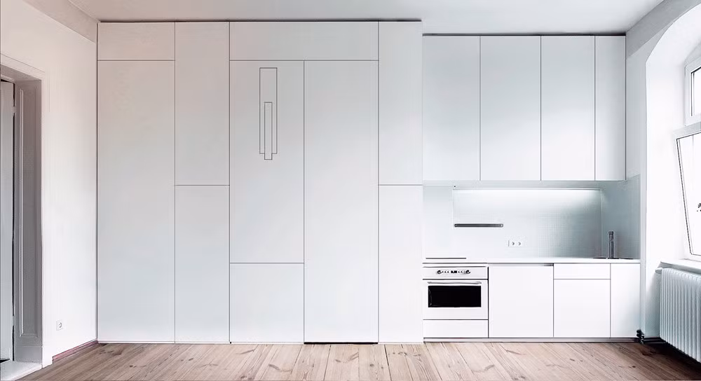 Và phong cách tối giản phía bếp ăn.