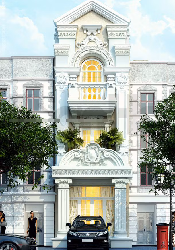 Mặt tiền sang trọng cho nhà ống giả biệt thự đẳng cấp. Ảnh: Sonha.