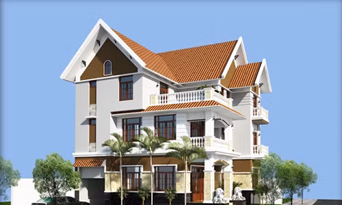 Thiết kế biệt thự 3 tầng theo phong cách cổ điển. Ảnh: Kientrucnhadep.