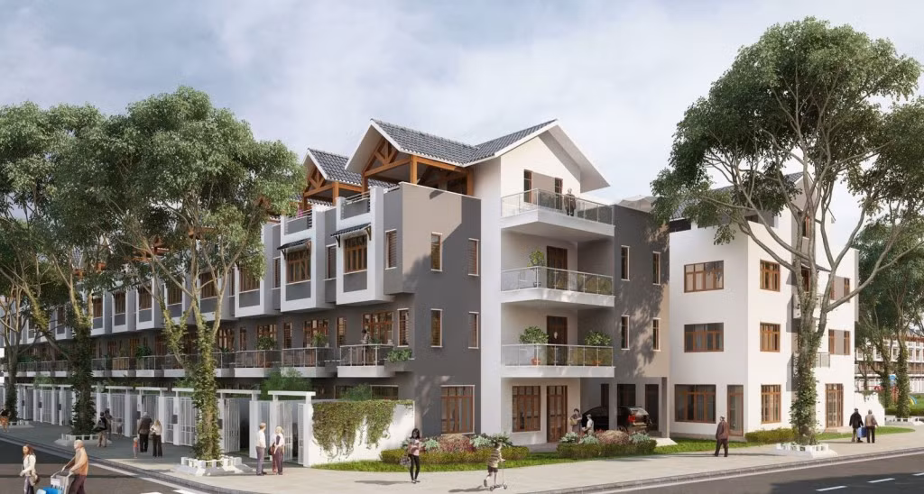 Không cầu kỳ trong từng chi tiết nhưng khu biệt thự vẫn nổi bật với vẻ đẹp thanh thoát. Ảnh: Vinhomesgardenia.