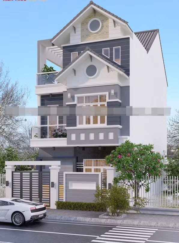Ngoại thất của ngôi nhà phố 3 tầng nổi bật với các hình khối vuông vắn, mạnh mẽ. Vật liệu trang trí mặt tiền mang đến sự sinh động, khỏe khoắn. Ảnh: Kientrucnhaviet.