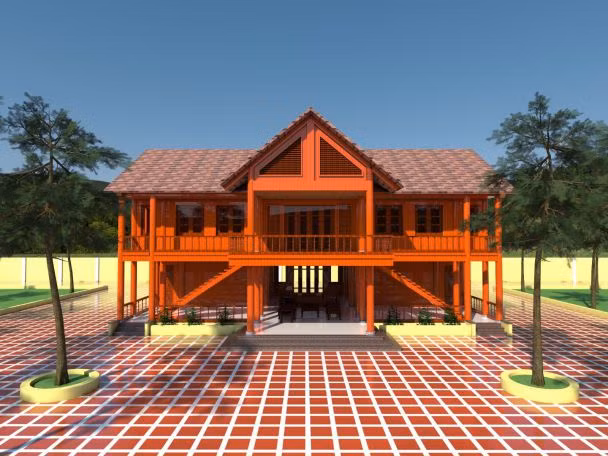 Nhà sàn hiện đại bằng bê tông vừa bền vững vừa tiết kiệm chi phí cho gia chủ. Ảnh: Bbannhabinhduong.
