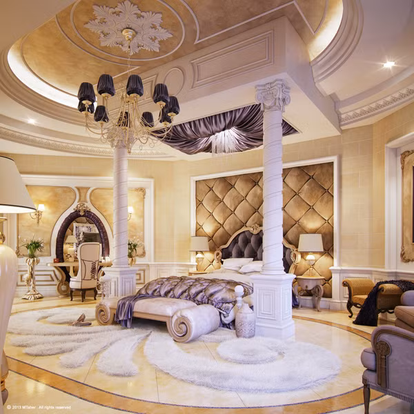 Phòng ngủ như cung điện hoàng gia. Ảnh: Printest.