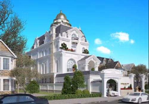 Phong cách tân cổ điển kiếu Pháp đẳng cấp với các chi tiết đường diềm, hoa văn, phù điêu...Ảnh: Acihome.