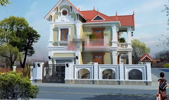 Biệt thự 2 tầng kiến trúc Pháp thoáng đãng được đông đảo gia đình yêu thích trong năm 2017. Ảnh: Angcovat.