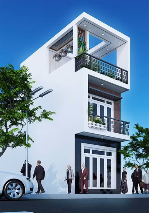 Thiết kế gam màu xanh nhạt kết hợp với trắng sữa nhằm tạo ra một kiến trúc khác biệt. Ảnh: Xuhuongnoithat.