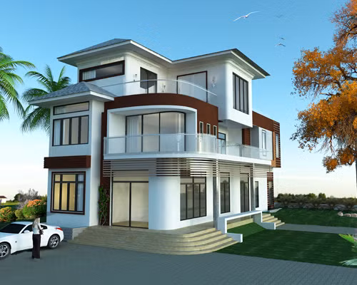 Biệt thự 2 tầng 2 mặt tiền đẹp được thiết kế theo phong cách hiện đại, trẻ trung với những đường nét khỏe khoắn, sinh động. Ảnh: Nhadepvuonxinh.