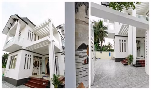 Căn biệt thự trắng của Hoa hậu Việt Nam Phạm Hương được cho là căn nhà đẹp nhất ở Thủy Triều, huyện Thủy Nguyên, Hải Phòng. Ảnh: Vietnamnet.