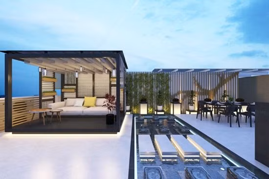 Tầng thượng của căn penthouse nằm trên tầng 33 của toà nhà – nơi có thể nhìn ra toàn cảnh thành phố.