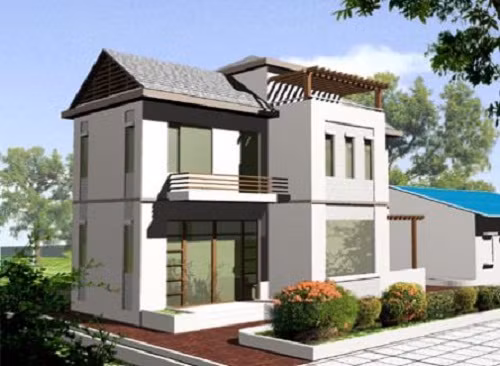 Mẫu biệt thự mini đơn giản về màu sắc, không cầu kỳ về trang trí nhưng vẫn sang trọng và hiện đại. Ảnh: Toixaynha.