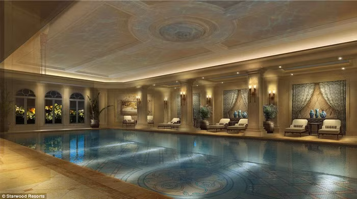 Bể bơi trong nhà rộng tới 450 m2.