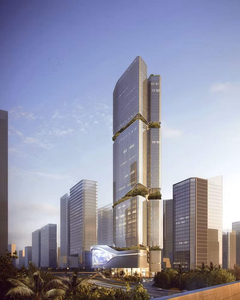 Mặt đứng của tòa nhà Gmond International Building giống như hình lá tre, tượng trung cho sự thịnh vượng.