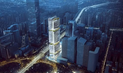 Khu vườn sinh thái trên mái xen lẫn giữa các tầng, tạo không gian xanh độc đáo.