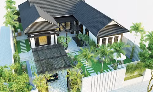 Biệt thự hình chữ U giúp gia chủ dễ dàng phân chia khu vực của các phòng chức năng. Ảnh: Xaydungkimanh.
