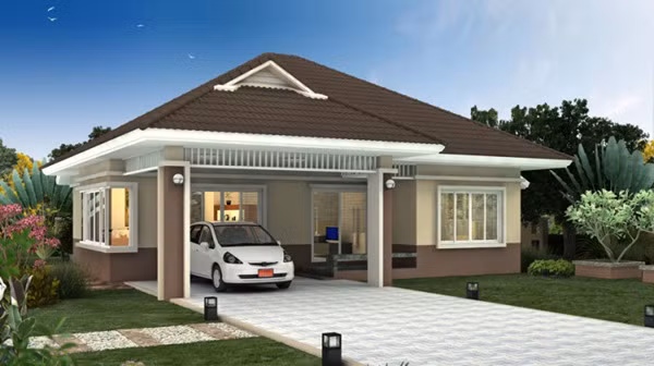 Cửa kính kết hợp gỗ hay kim loại là giải pháp được chọn khá nhiều khi xây nhà cấp 4. Ảnh: Internet.