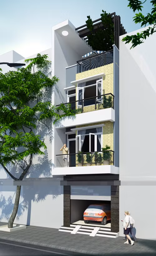 Sự kết hợp giữa cầu thang và giếng trời giải quyết được vấn đề thông thoáng. Ảnh: Nhadepvn.
