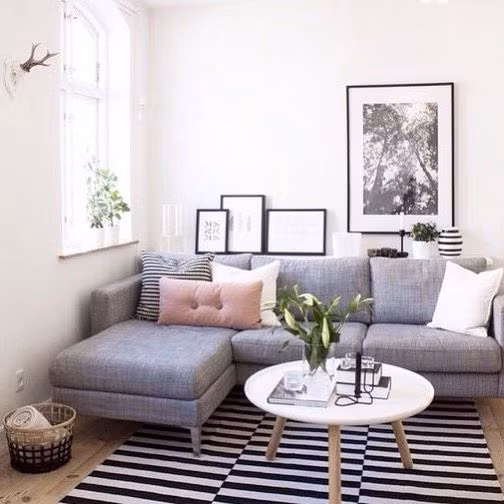 Sofa nhỏ kết hợp một chiếc bàn trà xinh xắn đơn giản mà thoáng đãng. Ảnh: Printest.