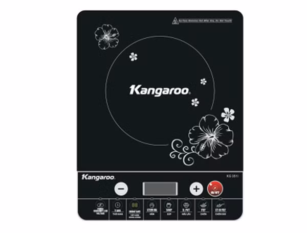 Bếp từ Kangaroo KG351i - 2000W sở hữu mặt kính cường lực tinh thể đen cao cấp, có khả năng chịu và cách nhiệt tốt. Ảnh: Mediamart.