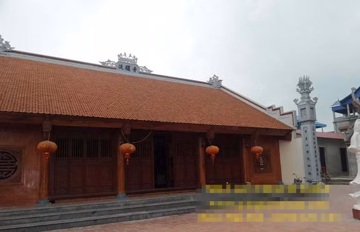Công trình nhà thờ họ 5 gian với lối kiến trúc nhà kẻ truyền pha chút kiến trúc đình chùa. Ảnh: Gonguyentuan.