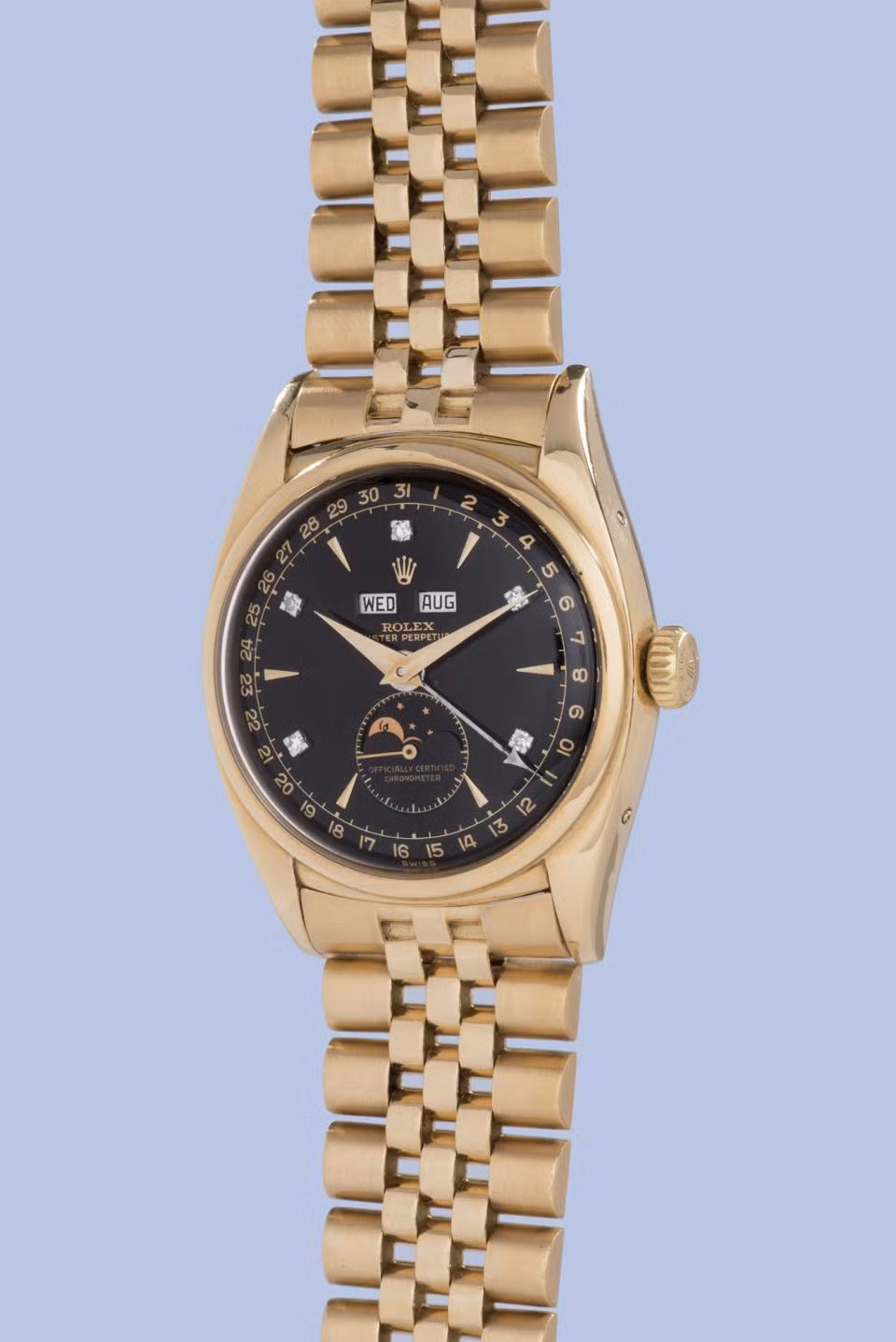 Dự kiến, chiếc đồng hồ Rolex Reference 6062 của vua Bảo Đại được đấu giá bởi hai đơn vị Phillips và Bacs &amp; Russo. Ảnh: Forbes.