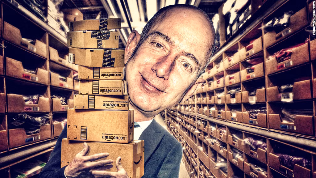 Chỉ trong một năm, từ 2016 - 2017, ông chủ Amazon đã kiếm được 27,6 tỷ USD, tốc độ tăng trưởng tài sản còn nhiều hơn tổng mức tăng của 24 tỷ phú thế giới. Ảnh: CNNMoney.