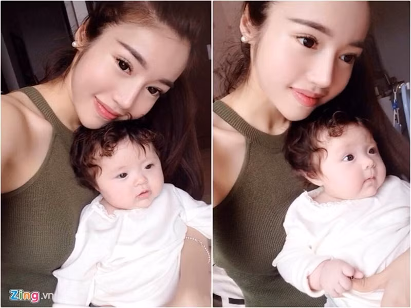 Đến tháng 10/2014, hot girl lại lên tiếng xác nhận việc đã có con. Elly Trần cho biết con gái đầu lòng sinh vào tháng 8/2014. Người đẹp giải thích cô công khai chuyện có con lai Tây bởi đây là thời điểm hợp lý. Ảnh: Zing