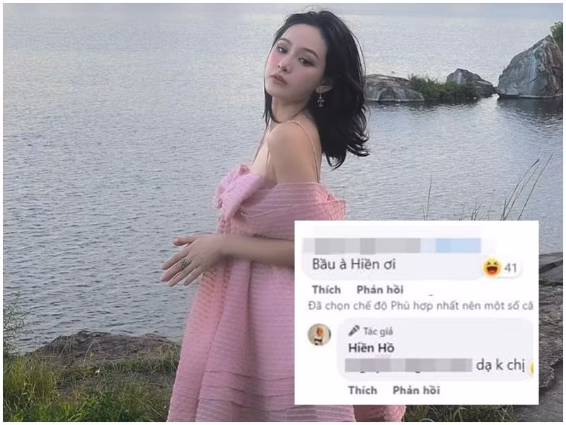 Đầu tháng 11, tin đồn Hiền Hồ mang bầu rộ lên khi nữ ca sĩ chia sẻ hình ảnh gợi cảm, trẻ trung trong chiếc váy hai dây dáng rộng. Trước nghi vấn bầu bí, Hiền Hồ phủ nhận. "Dạ không chị", nữ ca sĩ đáp lại khi một cư dân mạng để lại bình luận: "Bầu à, Hiền ơi".Ảnh: Instagram, Bảo vệ công lý