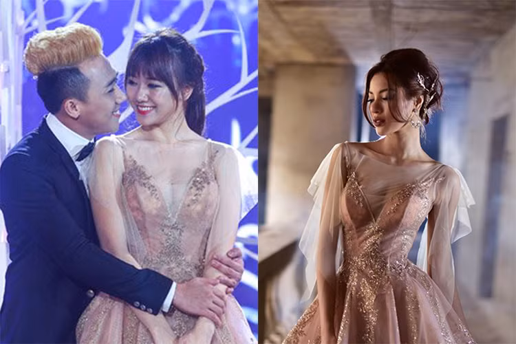 Không sở hữu thân hình siêu mẫu như Khả Trang nhưng Hari Won vẫn gợi cảm không kém người đẹp này khi đụng hàng. (Ảnh: Zing, Dân Việt)