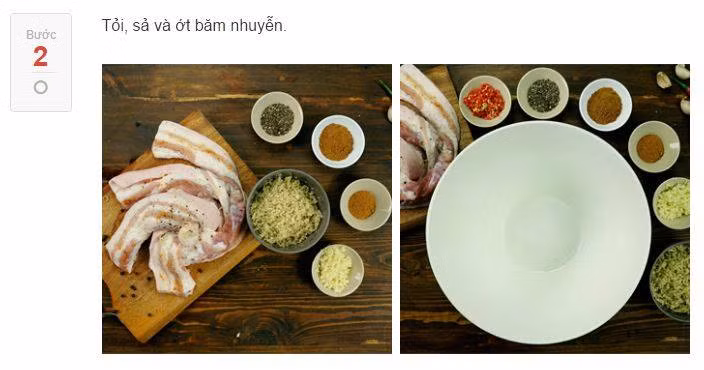 Bước 2: Băm nhuyễn tỏi, sả, ớt để làm gia vị ướp.