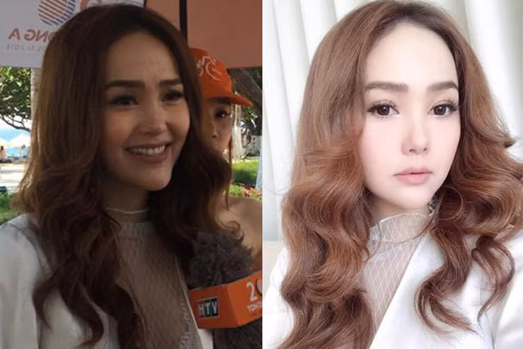 Minh Hằng từng để lộ chiếc cằm dài bất thường với bức ảnh chưa chỉnh sửa. Ảnh: Vietnamnet