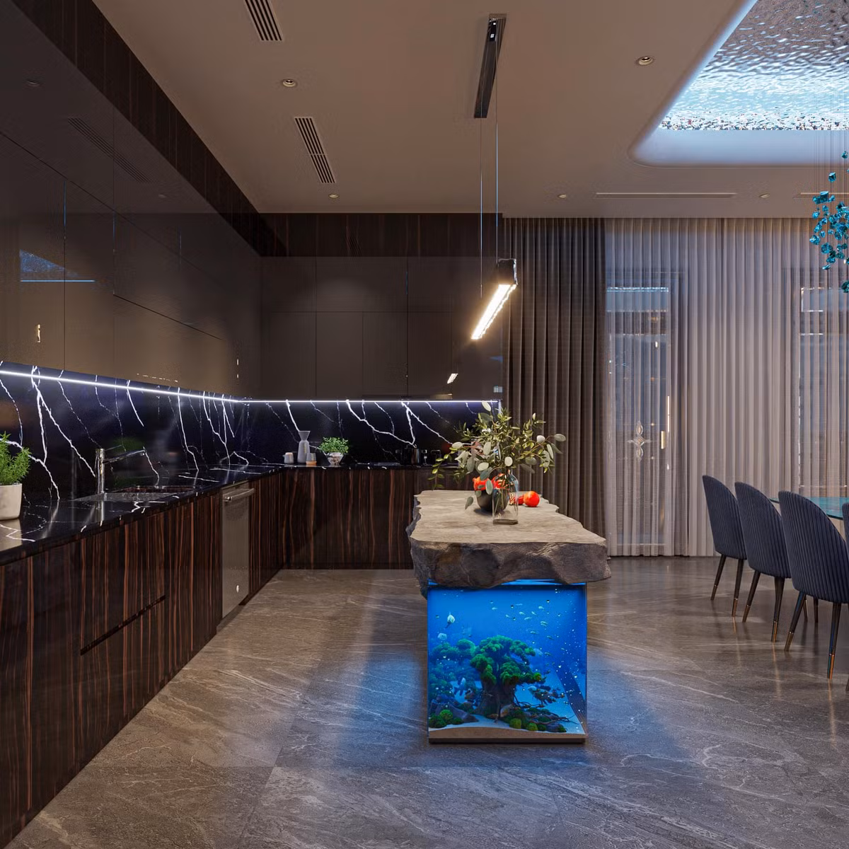 Mới đây, trên trang cá nhân, Phương Oanh hé lộ hình ảnh 3D về không gian bếp trong căn nhà mới khiến dân mạng trầm trồ.