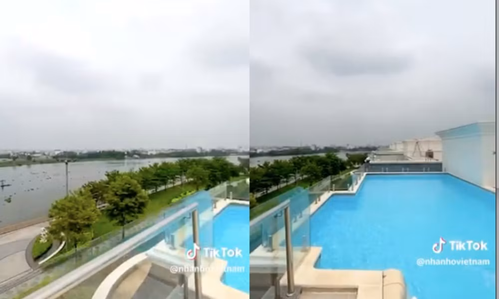 Từ trên sân thượng của ngôi nhà có thể nhìn ra thẳng ra khu vực sông Sài Gòn.