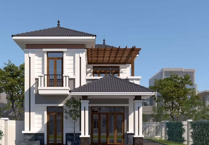 Mẫu nhà vuông được kiến trúc sư lược bỏ các chi tiết rườm rà, thay vào đó là đường nét thanh thoát kết hợp gam màu hiện đại. Ảnh: Stdecor