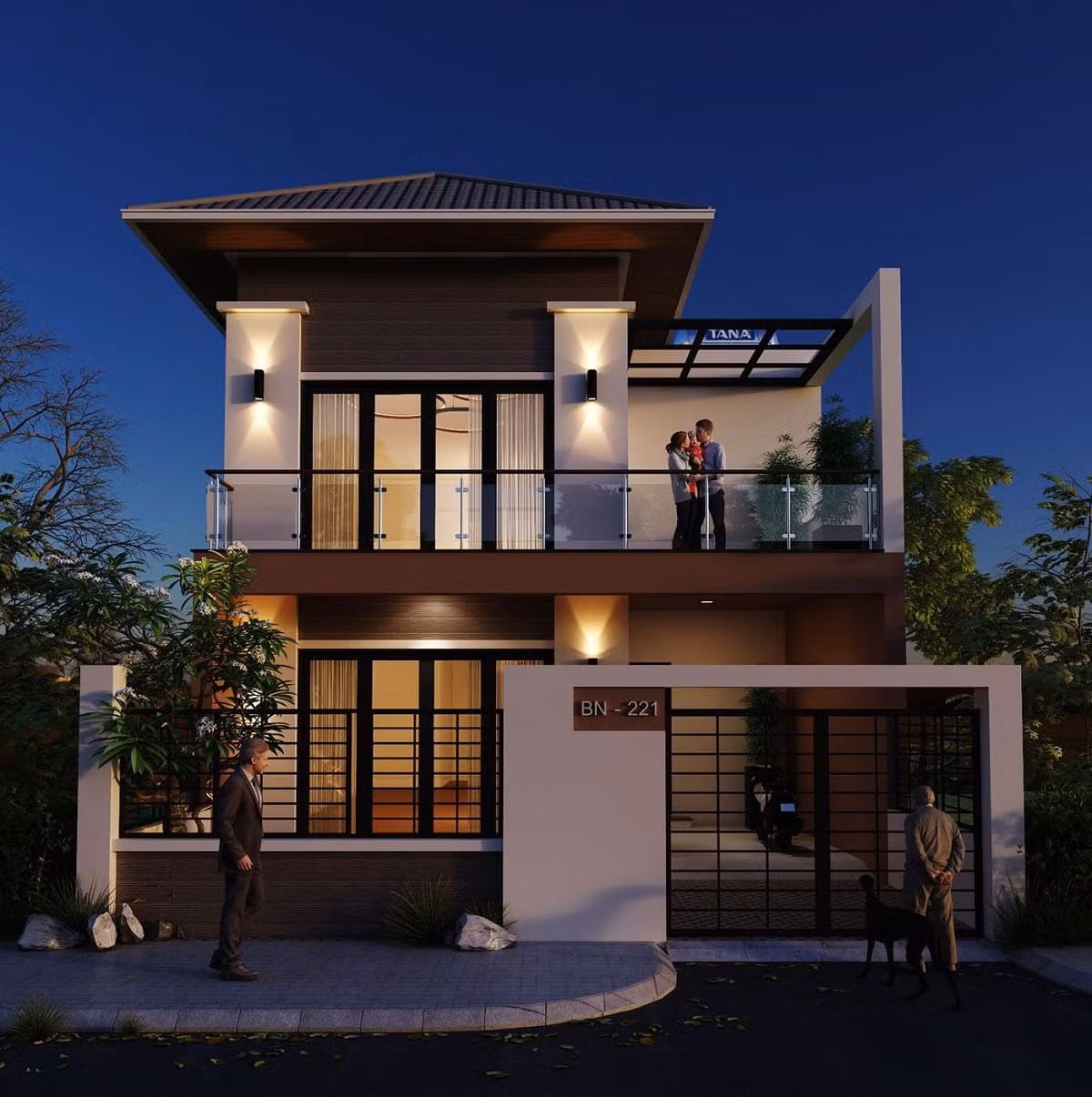 Với thiết kế mái Nhật 2 tầng, gia chủ có thể lựa chọn nhiều loại vật liệu theo sở thích để trang trí ngoại thất, mang lại sự độc đáo, mới lạ. Ảnh: Noithattugia