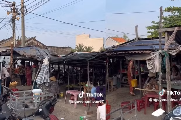 Ngoài ra, "khu chợ giá rẻ nhất Việt Nam" còn gây ấn tượng với khung cảnh yên bình như xưa. Các gian hàng được dựng lên bằng gỗ, tre và lợp mái đơn giản. Ảnh chụp màn hình
