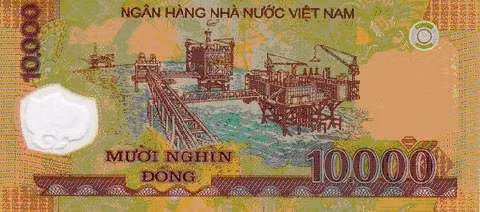 Trên tờ tiền 10.000 đồng có in hình mỏ dầu Bạch Hổ thuộc bồn trũng Cửu Long. Mỏ dầu Bạch Hổ thuộc bồn trũng Cửu Long nằm ở vị trí đông nam, cách bờ biển Vũng Tàu khoảng 145 km. Ảnh: Internet