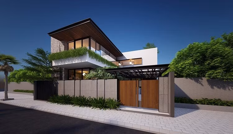 Nhà 2 tầng mái bằng thiết kế mở với cách bố trí mặt bằng hợp lý mang đến cho gia đình một không gian sống khoa học và thẩm mỹ. Ảnh: Hoanggiavu