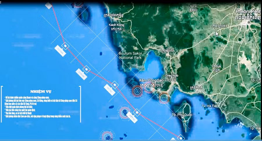 Quân địch phòng thủ bờ biển khu vực bãi Tà Lơn và cảng Công-pông-xom, quân cảng Ream được tổ chức thành các khu vực liên hoàn, kết hợp công sự trận địa vững chắc với hệ thống hỏa lực nhiều tầng, nhiều lớp gồm: Pháo binh, pháo phòng không, ĐKZ, súng cối các loại. Xung quanh khu vực trú đậu tàu thuyền của các cảng có các đơn vị phục vụ, bảo đảm vòng ngoài. Nguồn ảnh: Báo Hải quân