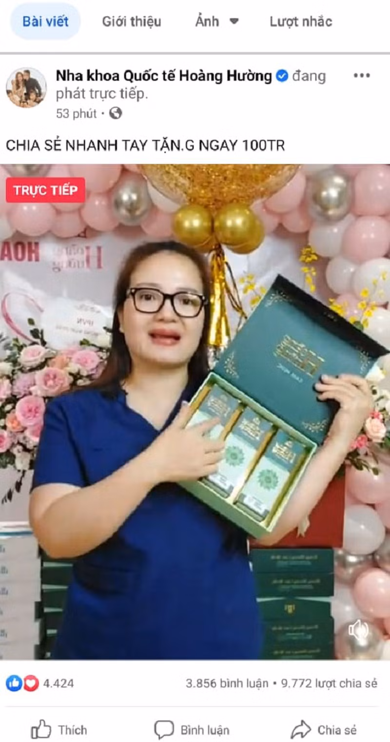 He lo su that ve ba chu Hoang Huong quang cao “no” cong dung nuoc suc mieng