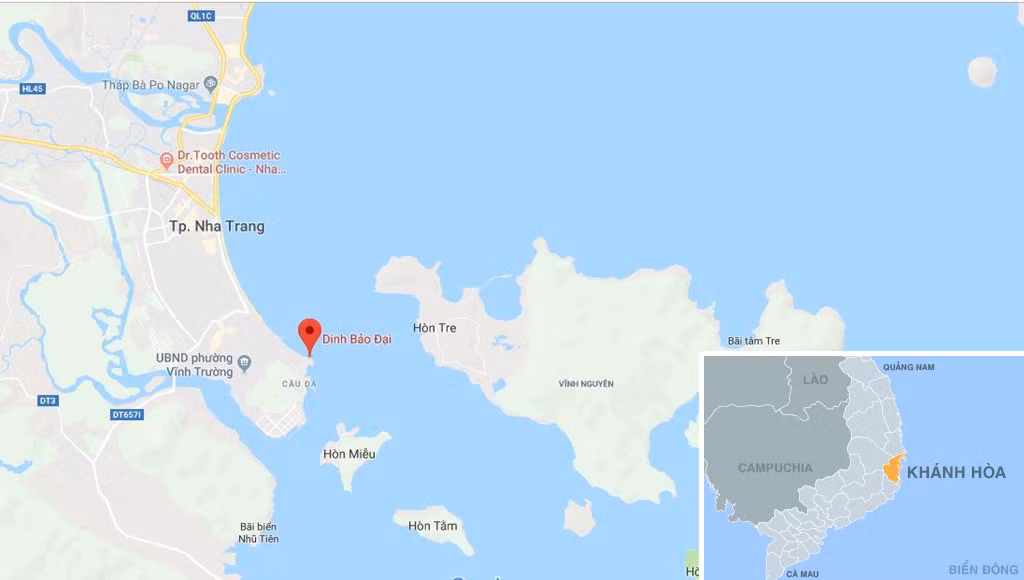 Di tích lầu Bảo Đại, phường Vĩnh Nguyên, TP Nha Trang, Khánh Hòa. Ảnh: Google Maps.