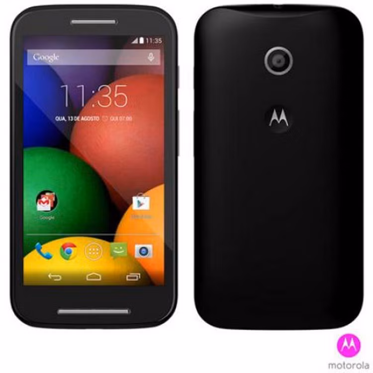  8. Motorola Moto E-thế hệ đầu giá 110 USD (2,4 triệu đồng). Dế 2 SIM giá hấp dẫn tiếp theo là loại Moto E (mẫu năm 2014). Điện thoại trang bị bộ vi xử lý lõi kép Snapdragon 200, chạy hệ điều hành Android KitKat 4.4, màn hình 4.3-inch với độ phân giải 540x690 pixles, camera sau 5 MP, RAM 1GB, bộ nhớ 4GB cùng pin 1980 mAh.