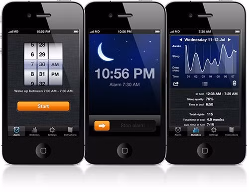  7. Sleep Cycle. Bạn đã từng ngủ gật trong giờ làm? Có lẽ bạn đã ngủ sai cách! Tất cả những gì bạn nên làm là tải ứng dụng này về và ngủ cùng chiếc điện thoại thân yêu trên giường của bạn. Nó sẽ giúp bạn theo dõi các mẫu giấc ngủ và đánh thức bạn dậy từ từ trước khi chuông báo thức chuẩn bị kêu trước 30 phúc. Điều đó có nghĩa là bạn sẽ thức dậy đúng giờ, nghỉ ngơi tự nhiên và sẽ giảm khả năng cáu kính vào buổi sáng