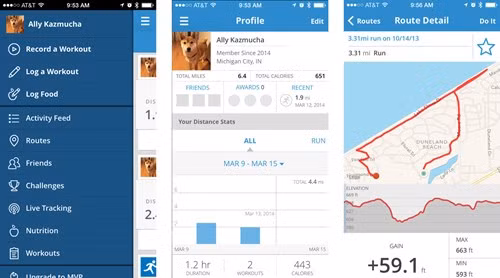  2. Map My Run. Ứng dụng kiểm tra sức khoẻ trên smartphone này cho phép bạn dùng ánh xạ để đánh dấu tuyến đường mà bạn đang đi. Trên ứng dụng có cài đặt sẵn hơn 70 triệu tuyến đường để bạn lựa chọn, hoặc bạn có thể chọn tuyến đường của riêng mình. "Map My Run" sẽ theo doi các hoạt động tập luyện của bạn và chia sẻ các hoạt động này trên mạng xã hội để bạn bè động viên bạn, hoặc thậm chí đua tranh cùng bạn.