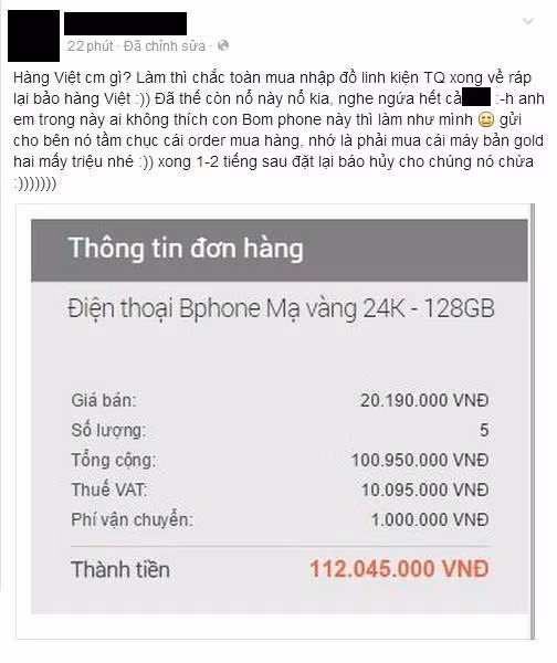 Dat mua Bphone 128GB ma vang roi huy de mua vui