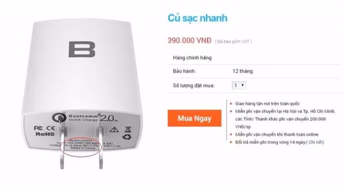 Nghi an sac dien thoai Bphone su dung la sac tau