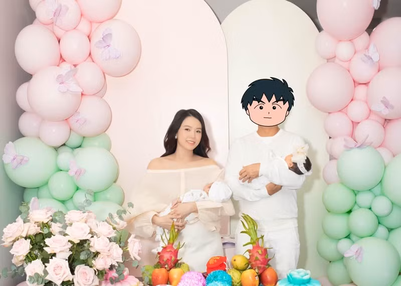 Sam kết hôn với chồng người Hàn Quốc, có cặp song sinh 1 trai 1 gái.